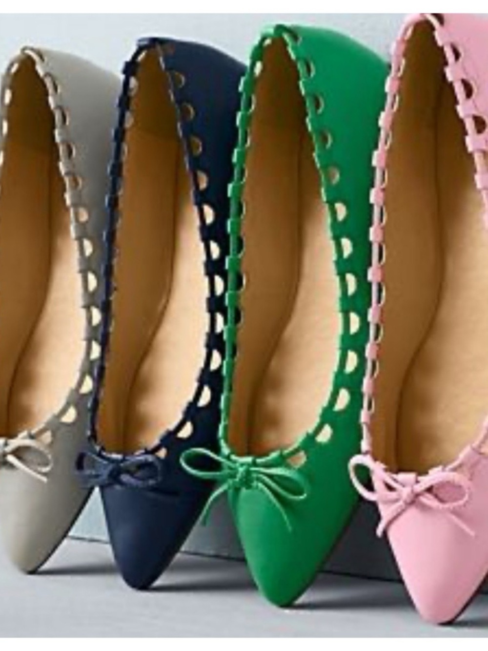 Talbots Navy Pointed Toe Flats with Loop Trim and Bow